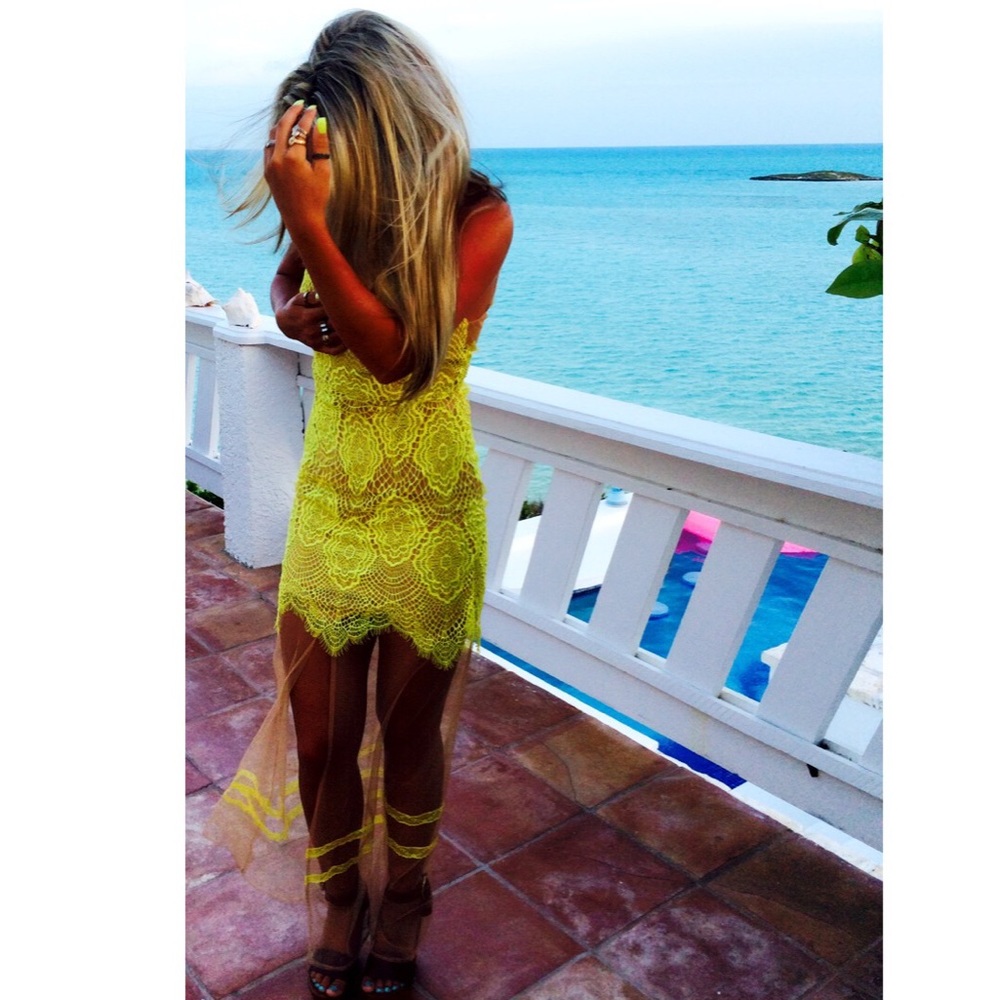 Yellow lace dress